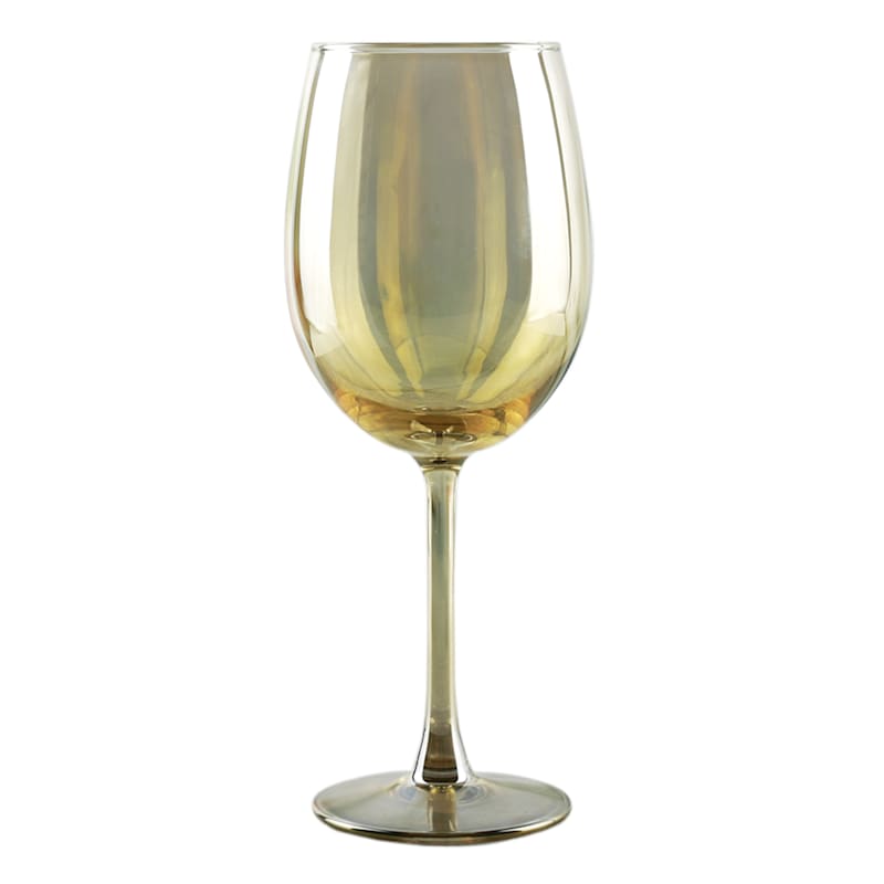 Set Of 4 Stemmed Amber Luster Wine Glass 17.5oz