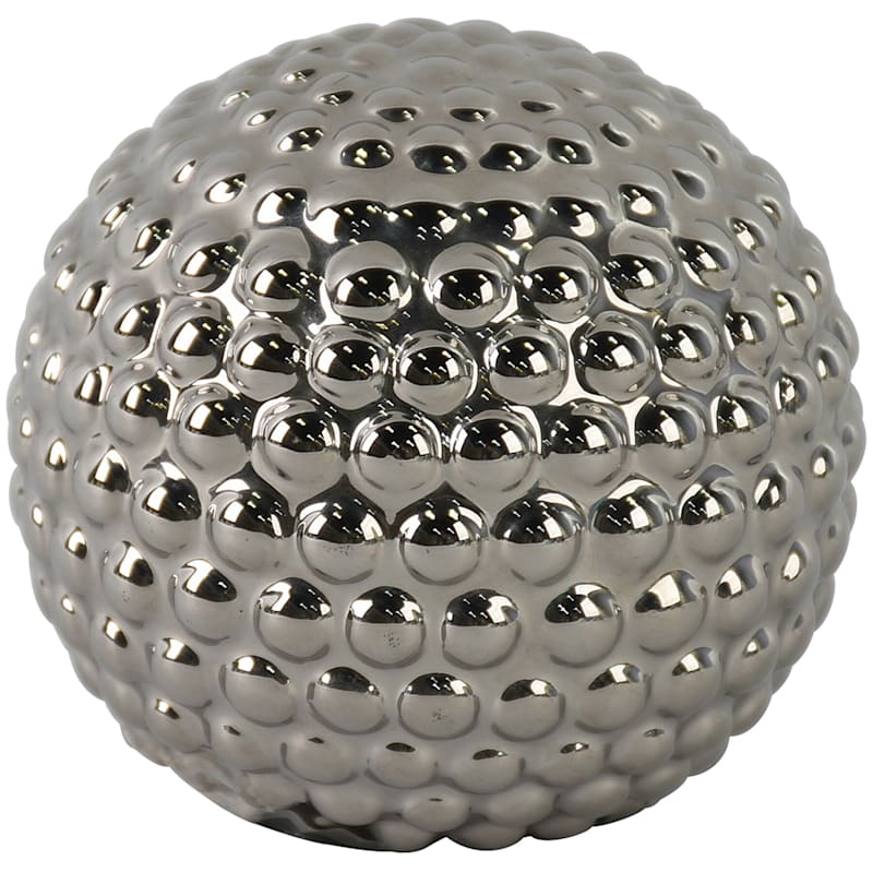 Silver Ceramic Sphere, 4"