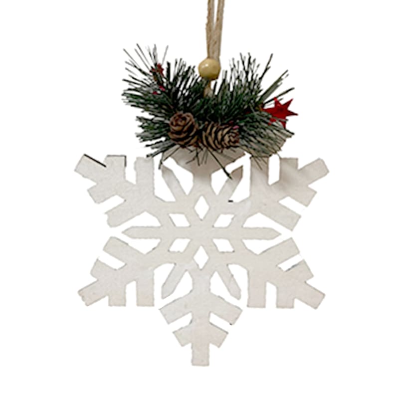 Snowed In White Snowflake Ornament, 6"