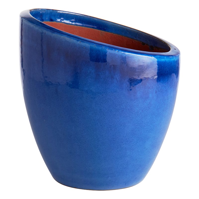 Fall Away Ceramic Planter 17.7in. Blue