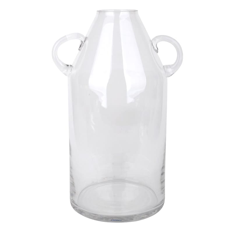 Tracey Boyd Clear Glass Vase with Handles, 12"