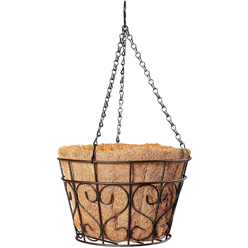 10in. Metal Hanging Basket/Coconut Liner At Home