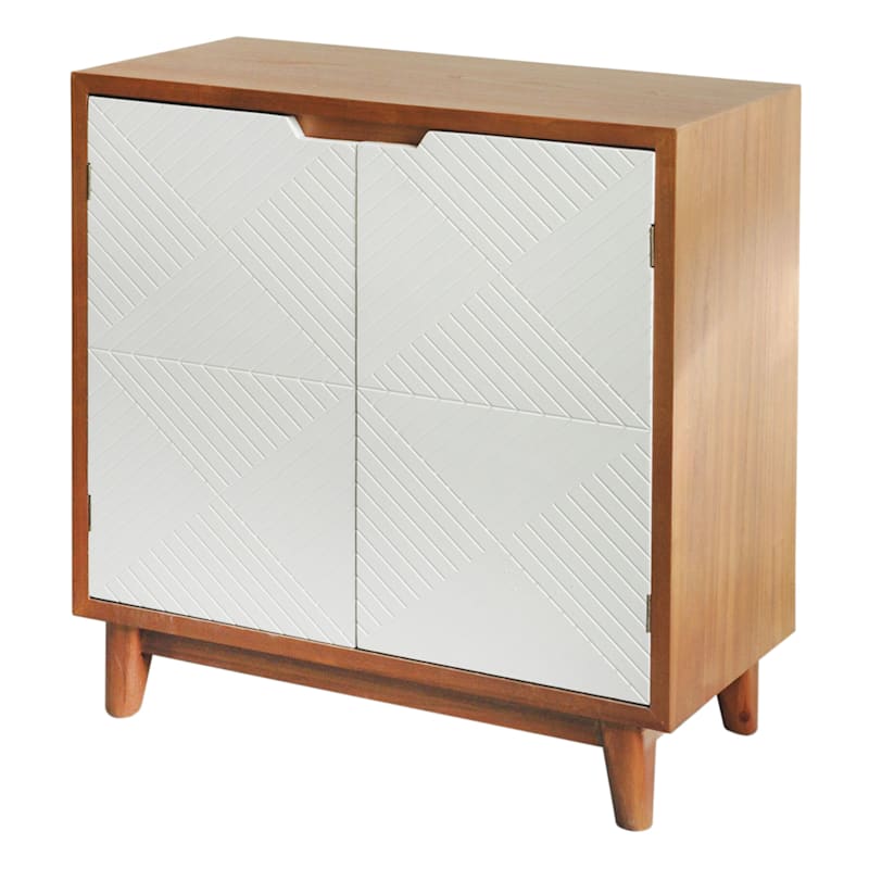 Two-Tone Brown & White 2-Door Wooden Cabinet