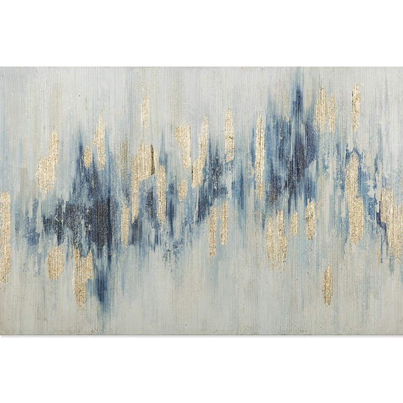 Blue & White Glittered Abstract Canvas Wall Art, 12x12  At Home