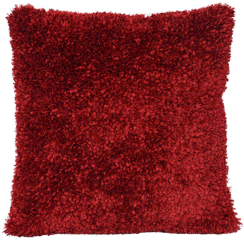 Moove Red Shag Throw Pillow, 18"