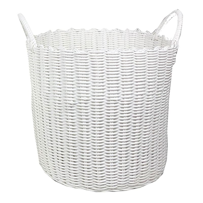 Large White Round Pp Woven Basket