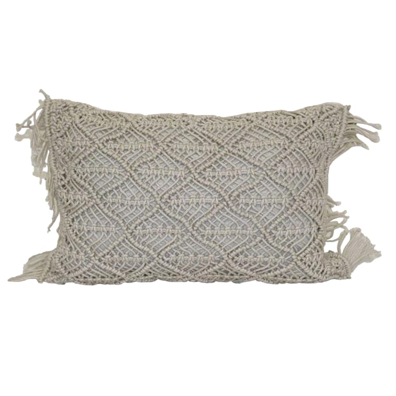 Ty pennington natural macrame lumbar outdoor throw pillow At Home