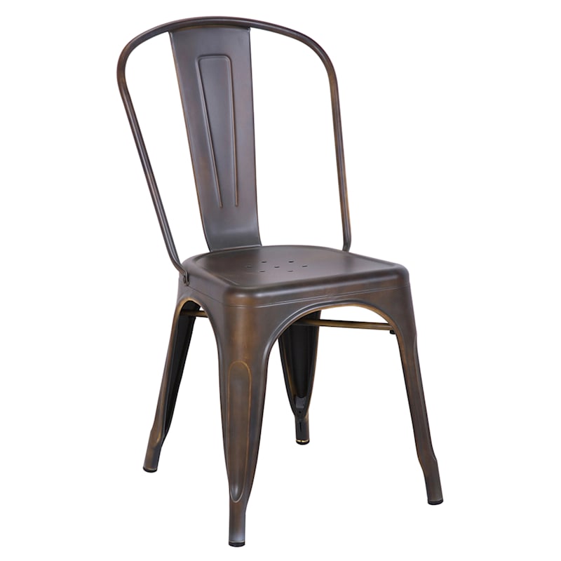 Idris Bronze Metal Dining Chair At Home, Bronze Metal Outdoor Dining Chairs