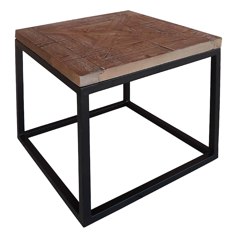 Wood Top End Table With Metal Base Sage Frost