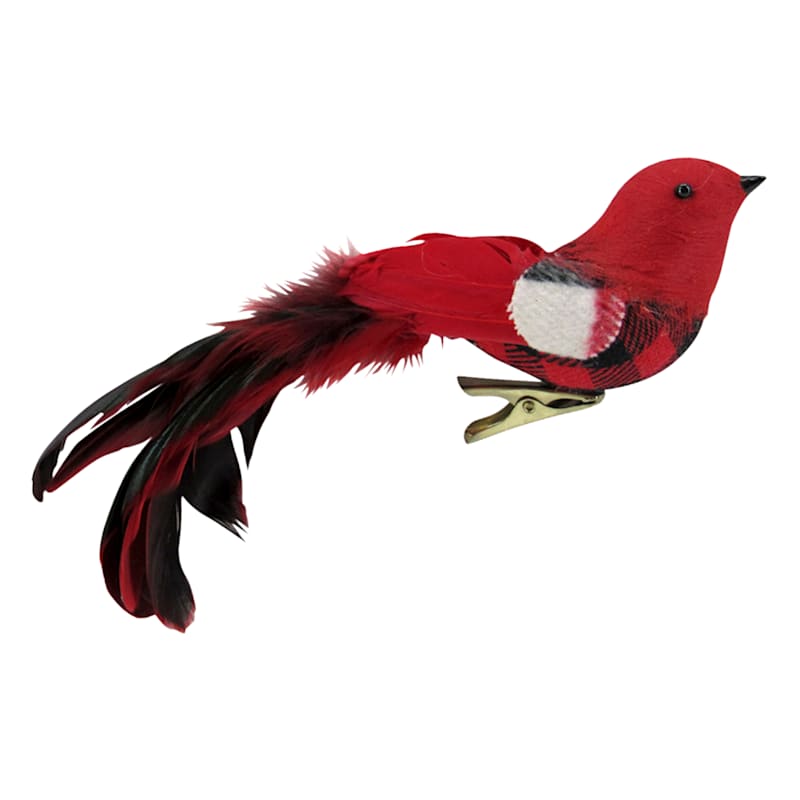 Holiday Hoedown Plaid Cardinal Clip Ornament, 4.5"