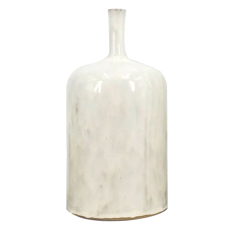 Emily Blue Ceramic Bottle Vase, 9.5"