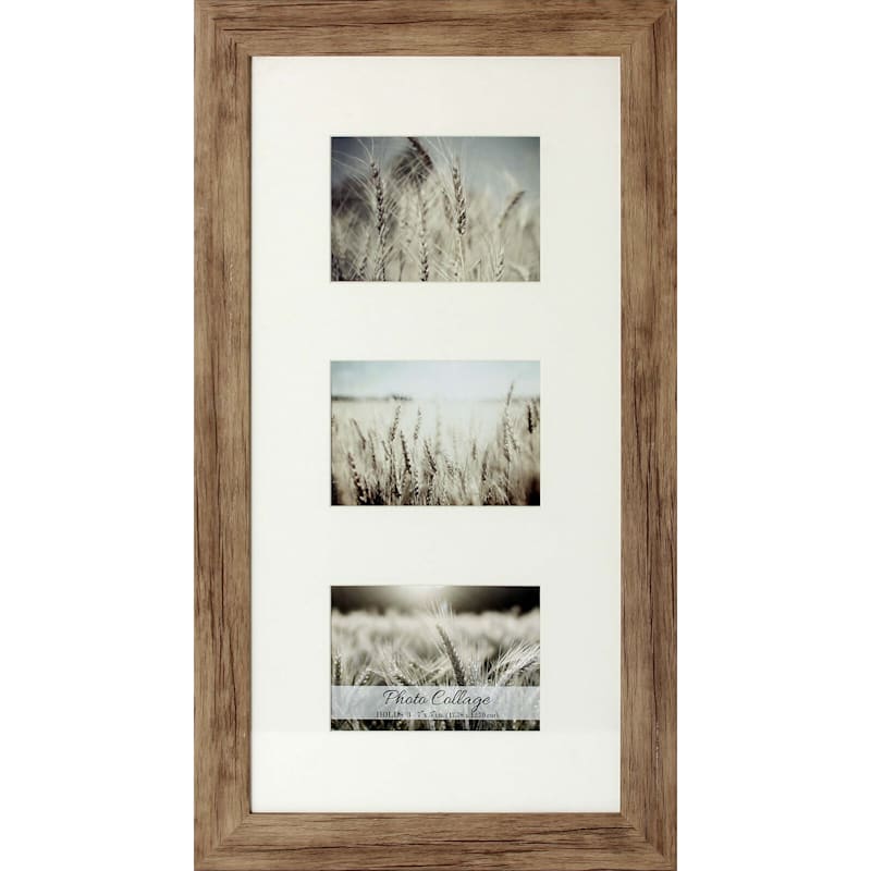 3-Photo Frame & Matted Driftwood Photo Wall Frame, 12x24