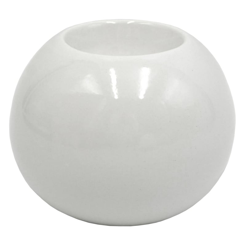 White Ceramic Round Vase, 3"