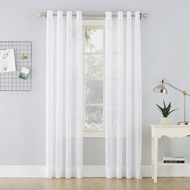 Erica White Crushed Sheer Voile Grommet, Can You Use Sheers With Grommet Curtains