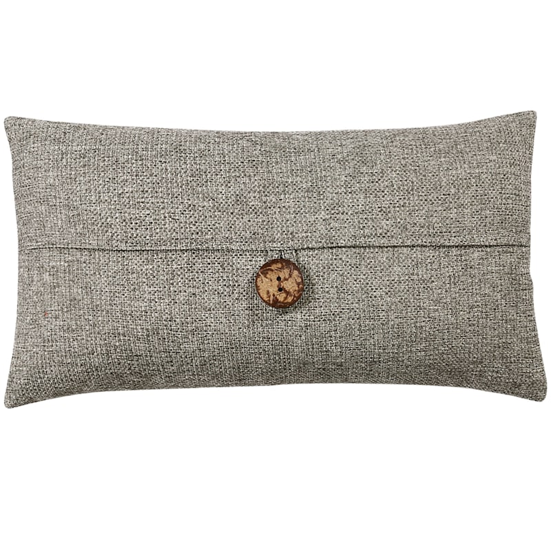 Clayton Grey Coconut Button Throw Pillow, 13x24