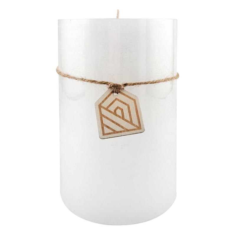 Kyim White Unscented Pillar Candle, 6"