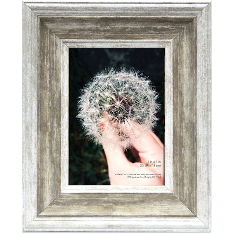 Cassandra White & Grey Tabletop Photo Frame, 5x7