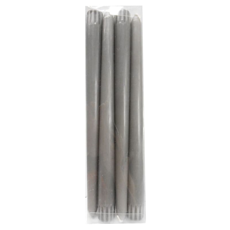 4-Pack Gray Unscented Overdip Taper Candles, 10"
