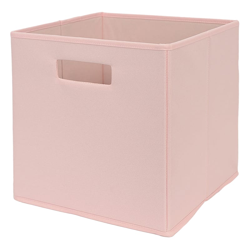 Pink Fabric Storage Cube with Cutout Handle, 10.5