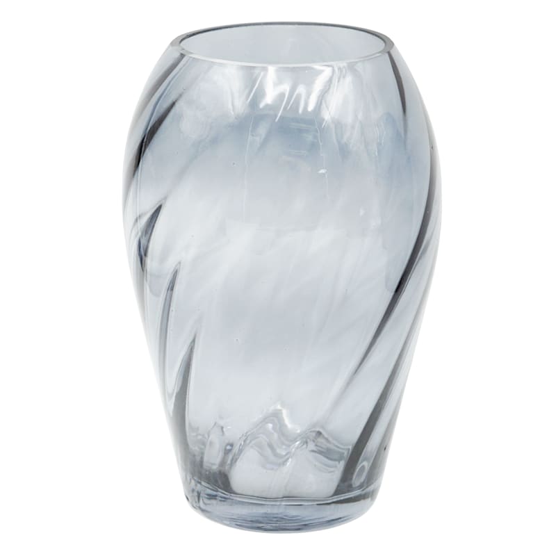Laila Ali Swirled Grey Glass Vase, 8"