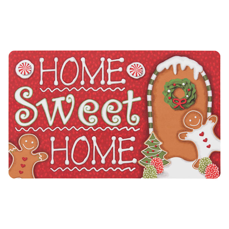 Red Home Sweet Home Gingerbread Kitchen Mat, 18x30