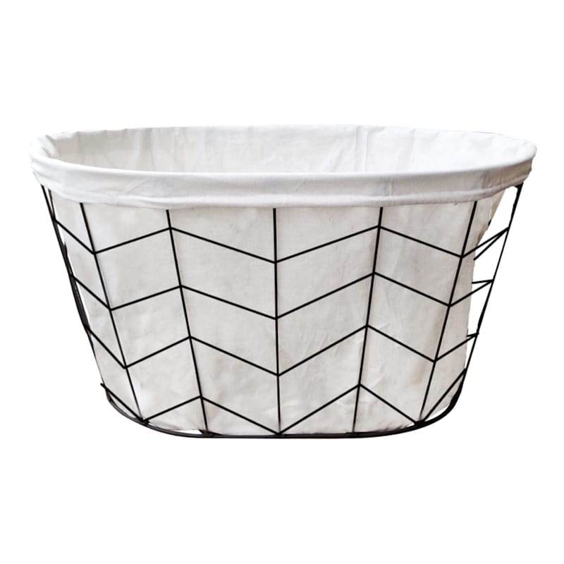 Wire Laundry Basket Herringbone Pattern
