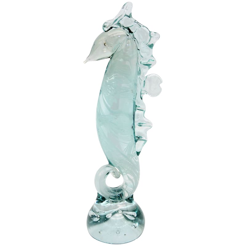 12.9in. Light Blue Art Glass Seahorse