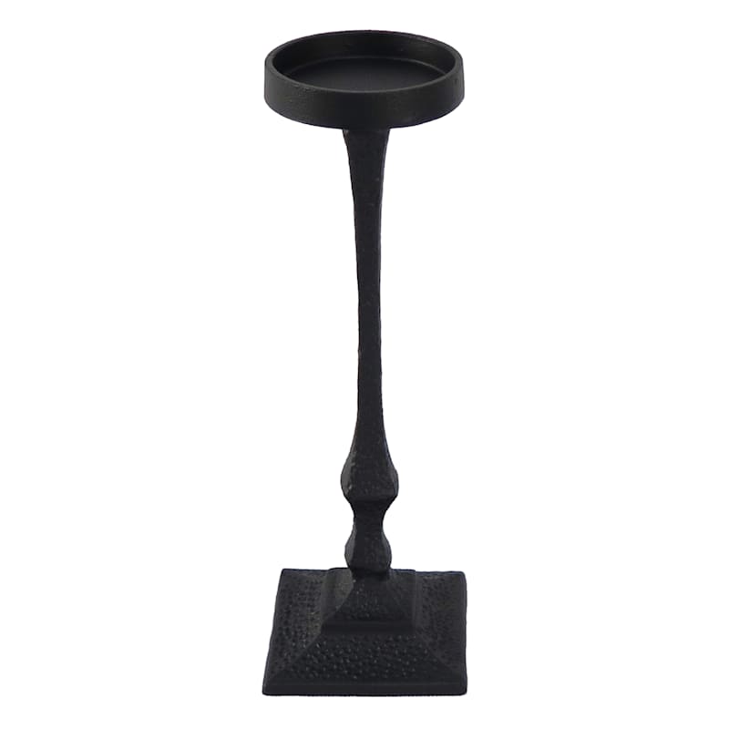 Black Metal Pillar Candle Holder, 12"