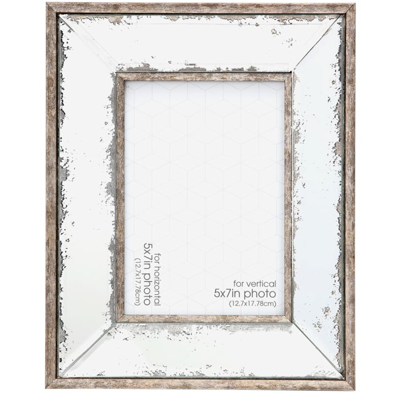 5X7 Antiqued Mirror Tabletop Photo Frame