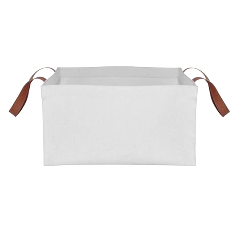 Grey Rectangle Fabric Canvas Basket, Medium