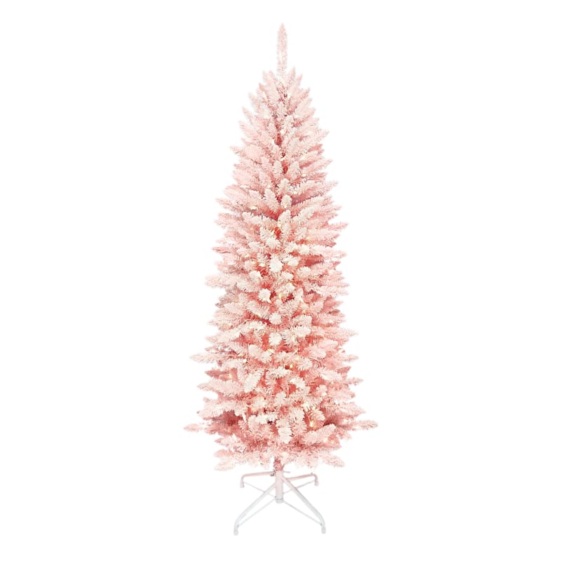 Flocked Pink Christmas Tree F7 Pre Lit Pink Cotton Candy Flocked Christmas Tree 5 At Home
