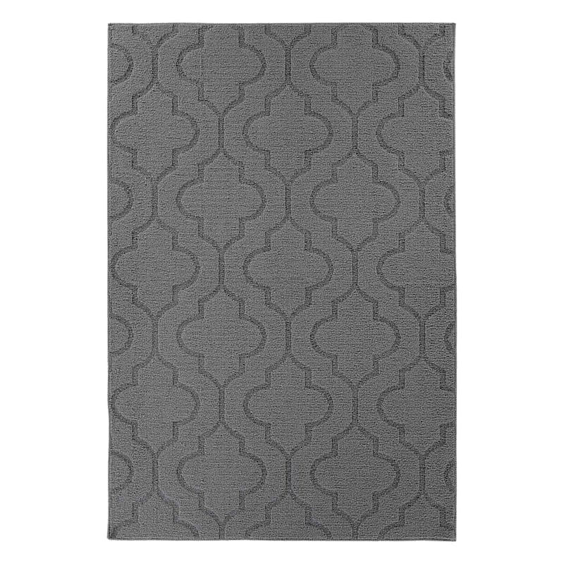 Bwood Gray Double Quatrefoil Indoor, 4 X 6 Area Rug Contemporary House