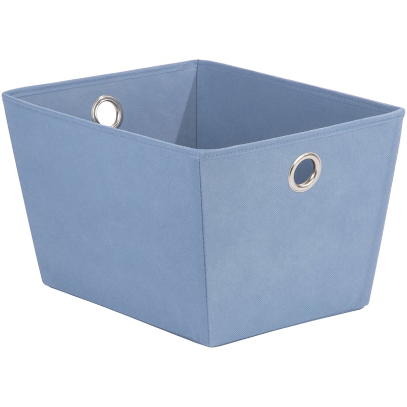 Fabric Storage Tote with Grommet Handles, Light Blue