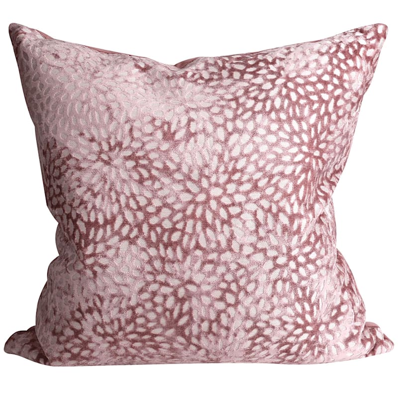 Pink Magnolia Patterned Velvet Throw Pillow, 20"