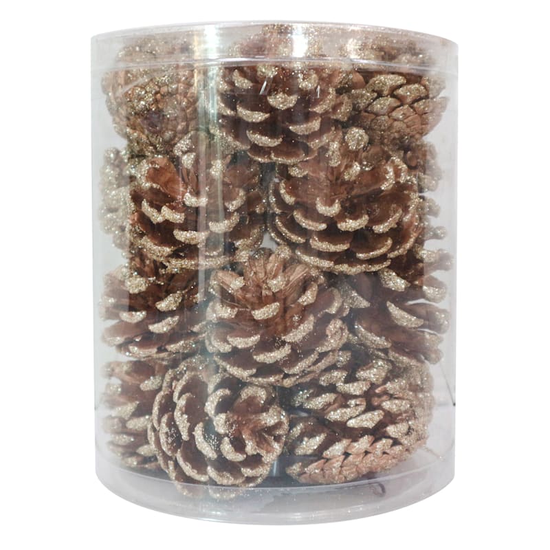 Holiday Romance 20-Count Gold Pinecone Shatterproof Ornaments
