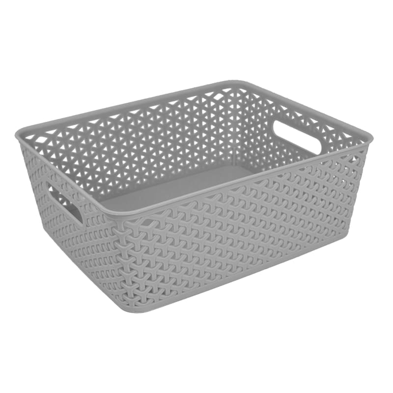 Light Gray Y-Weave Storage Basket, Large