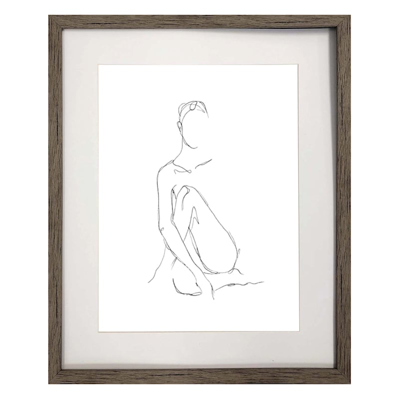 Framed Figurative Nude Contour Wall Art, 17x21