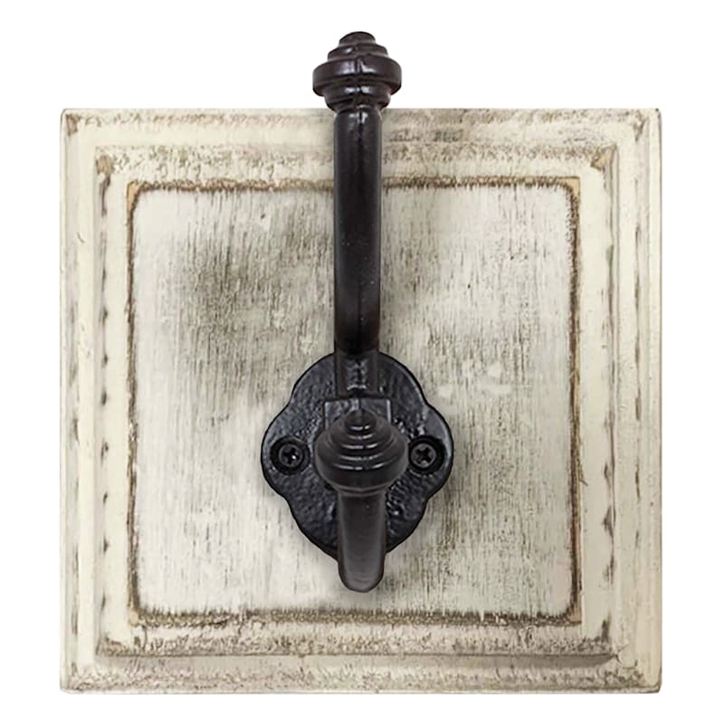 White Wood Metal Rustic Wall Hook 5