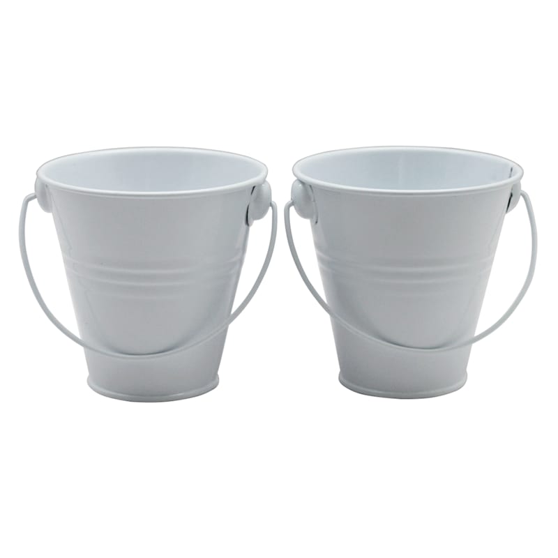 2-Pack White Citronella Painted Bucket Candles, Small