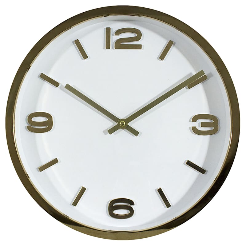 Gold & White Wall Clock, 12"