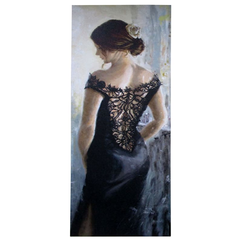 Lady In a Lace Dress Canvas Wall Art, 12x36