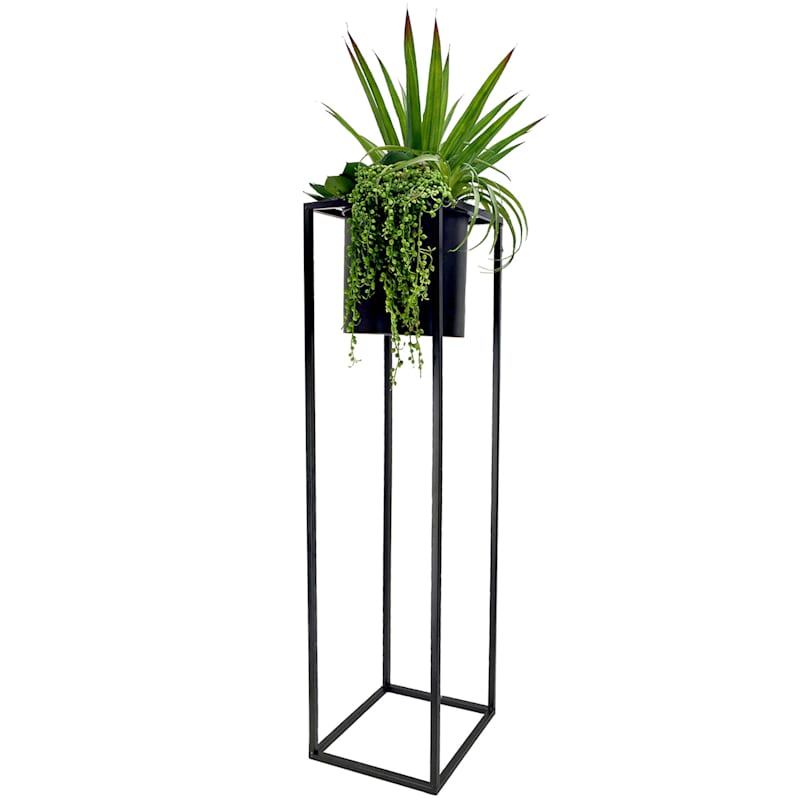 Succulent with Black Planter Stand, 51"