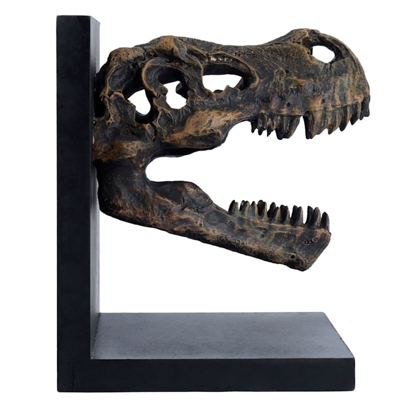 1-Piece Bronze T-Rex Fossil Head Bookend, 7"