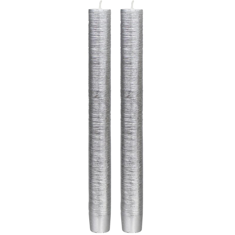 2-Pack Silver Spun Unscented Taper Candles, 10"