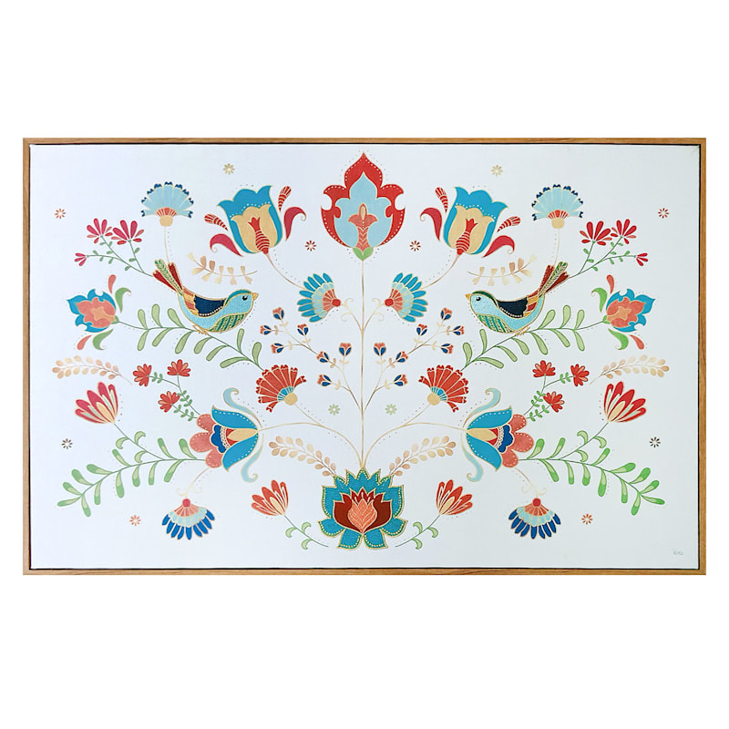 Tracey Boyd Framed Embroidered Floral Canvas Wall Art, 36x24