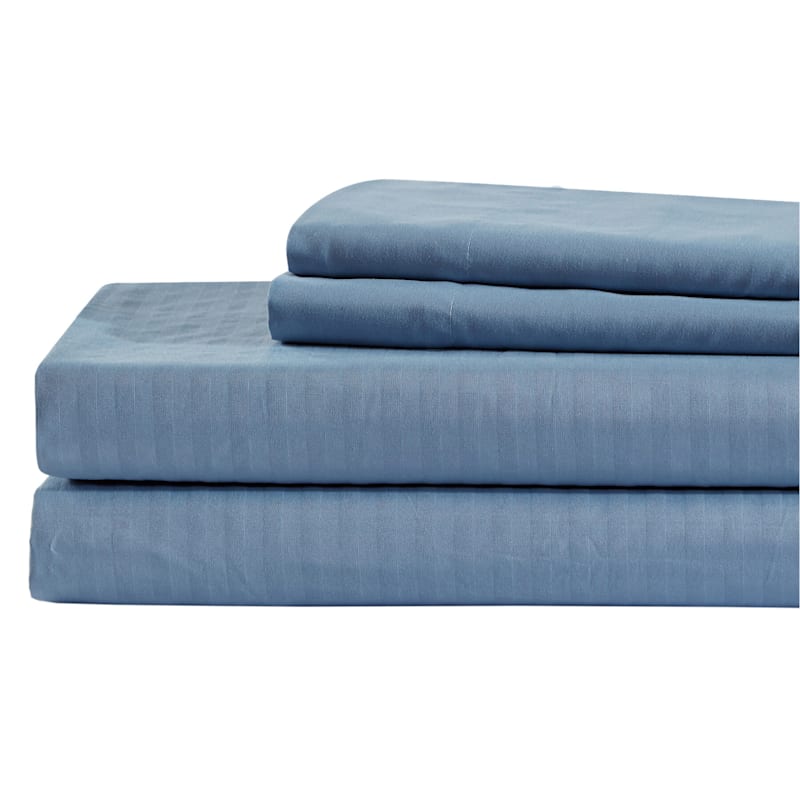 4-Piece Light Blue Microfiber Sheet Set, Queen | At Home