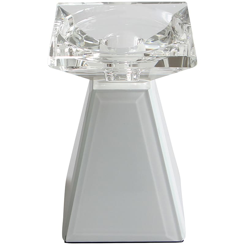 White Glass Candle Holder, 5"