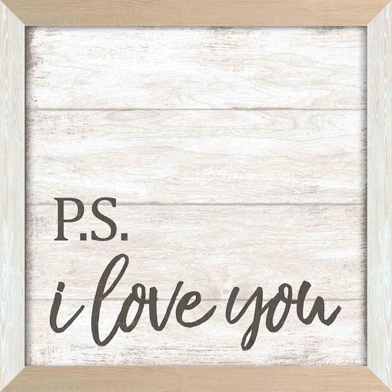 2-Tone P.S I Love You Textured with Frame Wall Sign, 14"