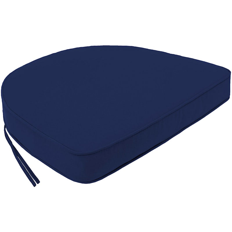 Navy Canvas Outdoor Gusseted Curved Back Seat Cushion At Home - Patio Chair Cushions With Curved Back