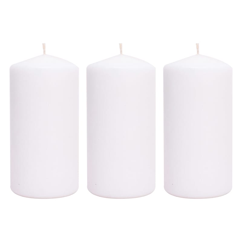3-Pack White Unscented Overdip Pillar Candles, 5.5"